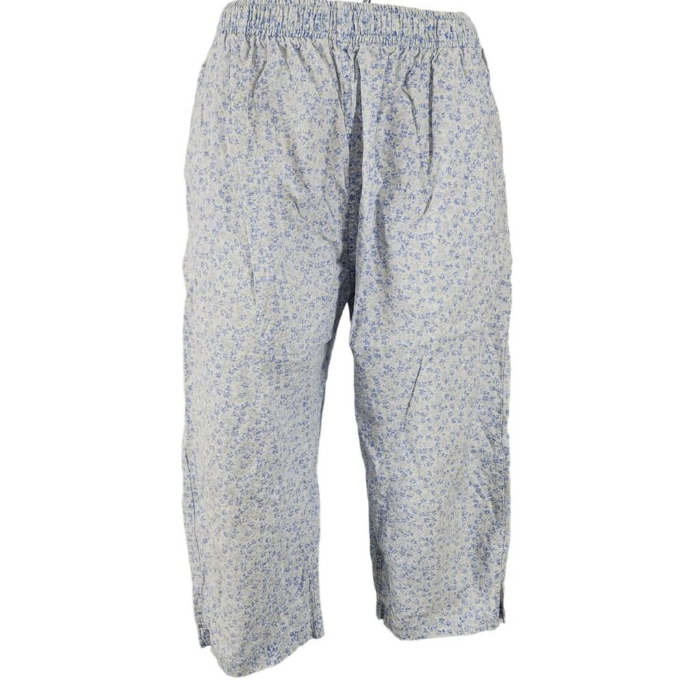 Women's Vintage Erika & Co Floral Cotton Cropped Capri Pants Petites Medium